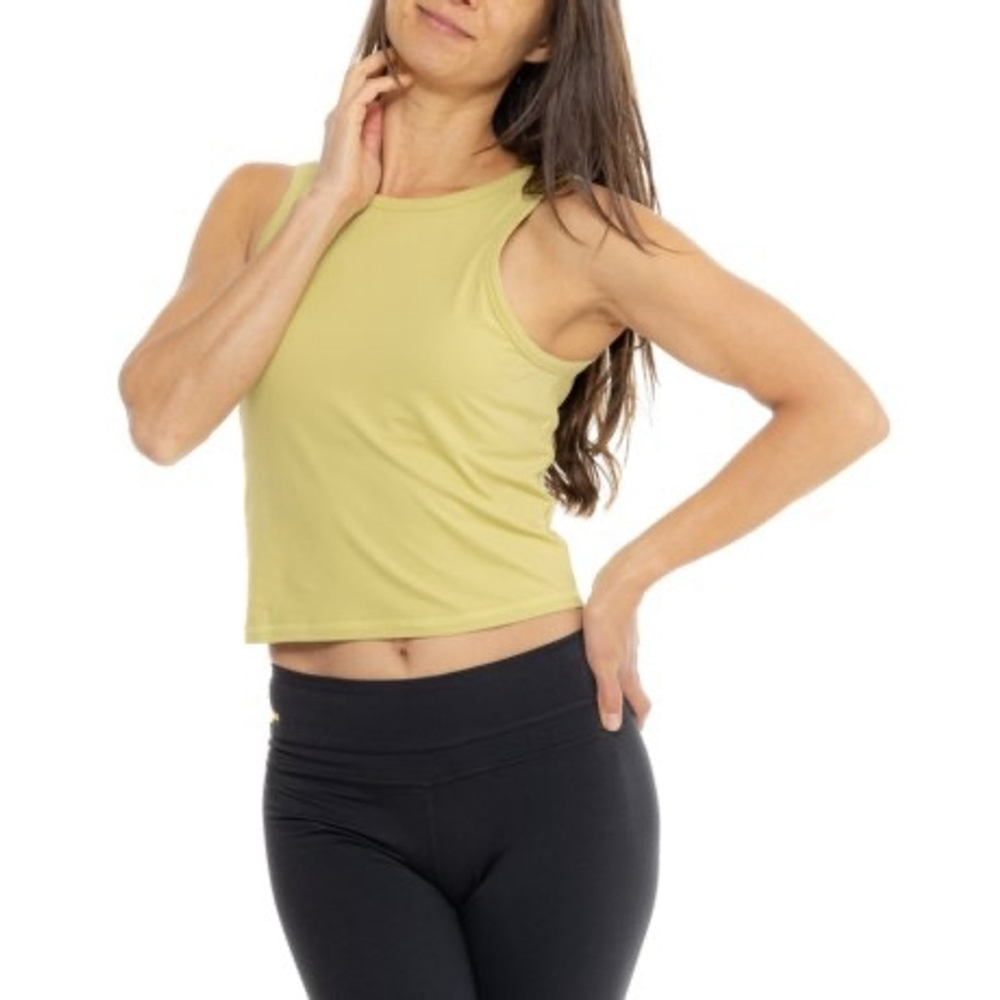 Women's Cropped Tank Top - Light Olive